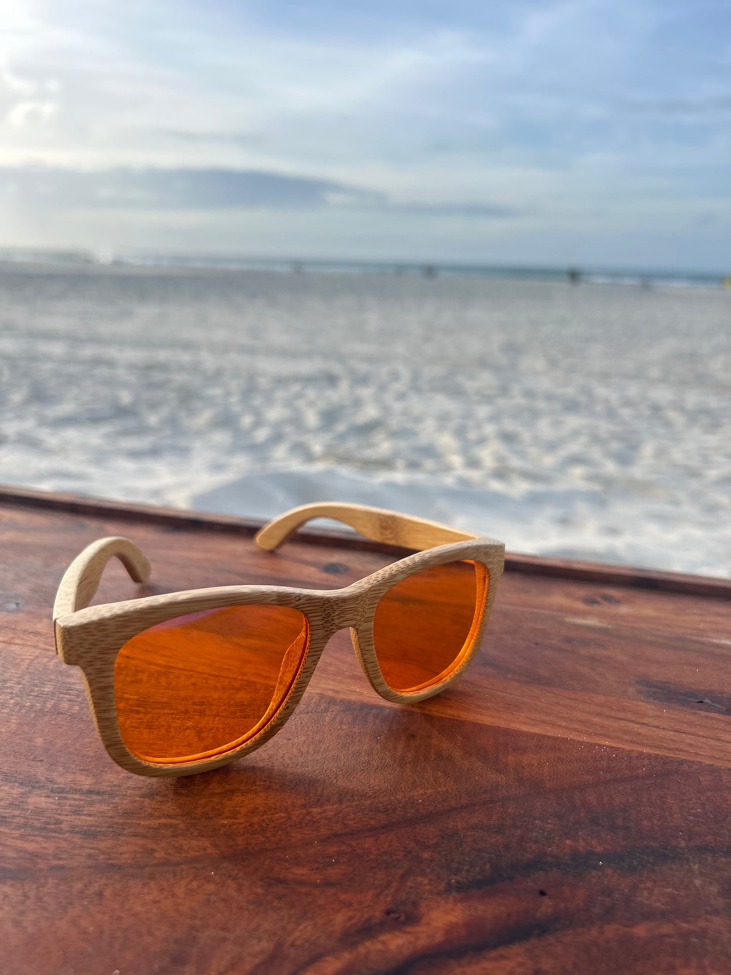 Bamboo Orange Lenses  wayfarer Style