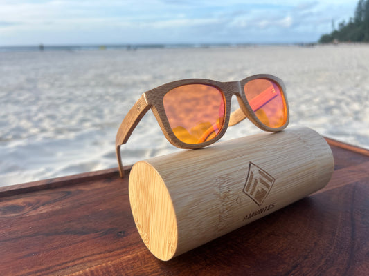 Bamboo Orange Lenses  wayfarer Style