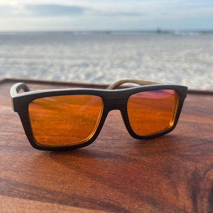 Bamboo Orange Lenses Square Style