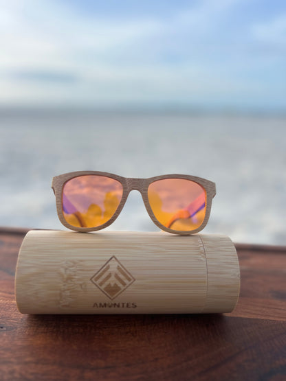 Bamboo Orange Lenses  wayfarer Style